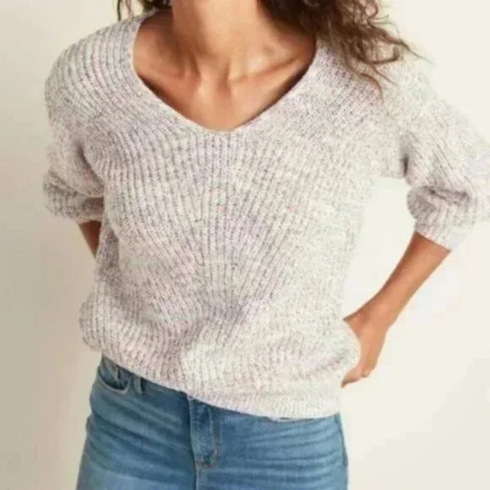 Oversized Rainbow Knit V-Neck Sweater NWT